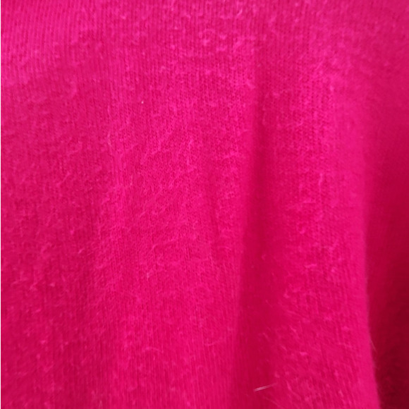 Vintage 80s Hot Pink Tight Knit Long Sleeve Button Down Cardigan Sweater - Picture 9 of 10